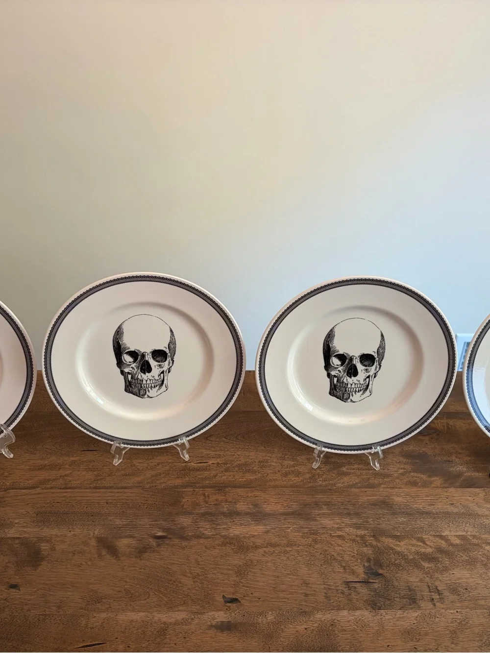 x4 Royal Stafford Halloween Skull Dinner Plates 11 inch